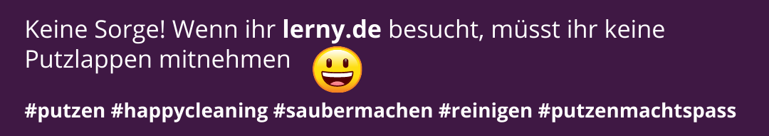 Beim Besuch unserer lerny Website benötigt ihr keine Putzlappen